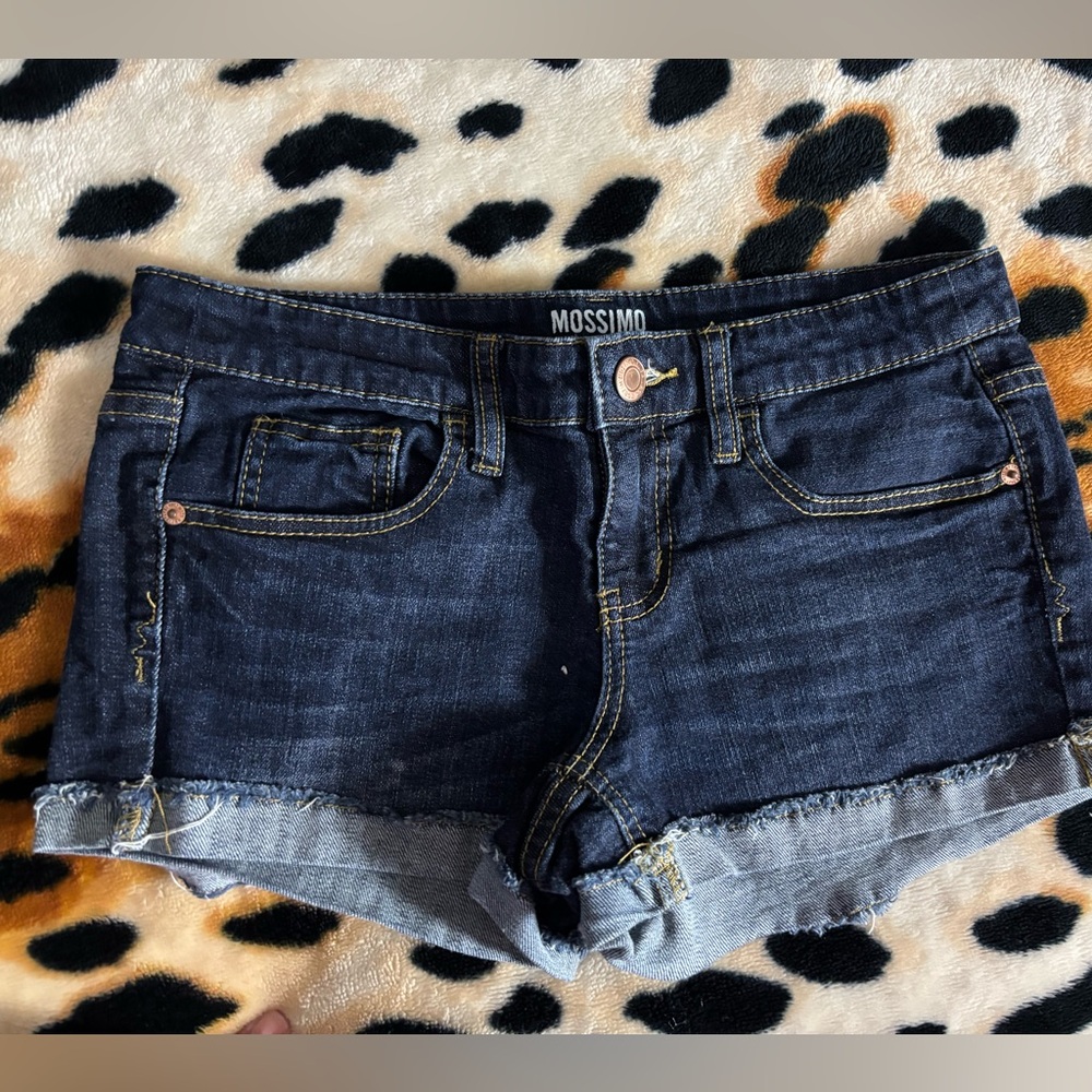 Mossimo Supply Co. Blue Jean Shorts Frayed Hem